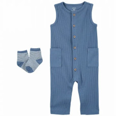 Комплект из двух предметов для мальчика (синие носки и комбинезон) Carter's 12M
