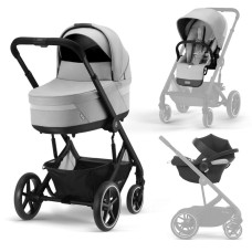 Коляска Balios S Lux BLK 3в1 в компл со спальный блокCot S,автокрес Aton B2-i-Size и 2 адап Cybex Lava Grey